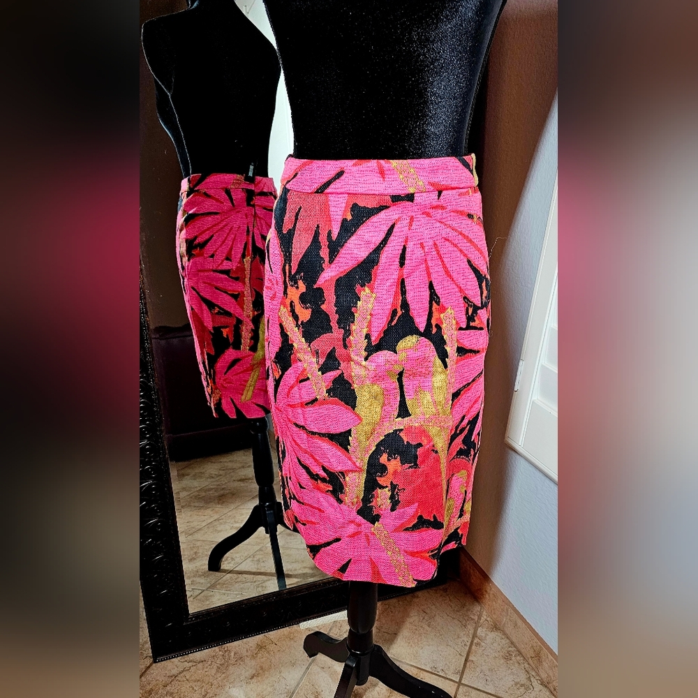 J.Crew "No. 2 Pencil Skirt in Palm Print Grass Cloth"